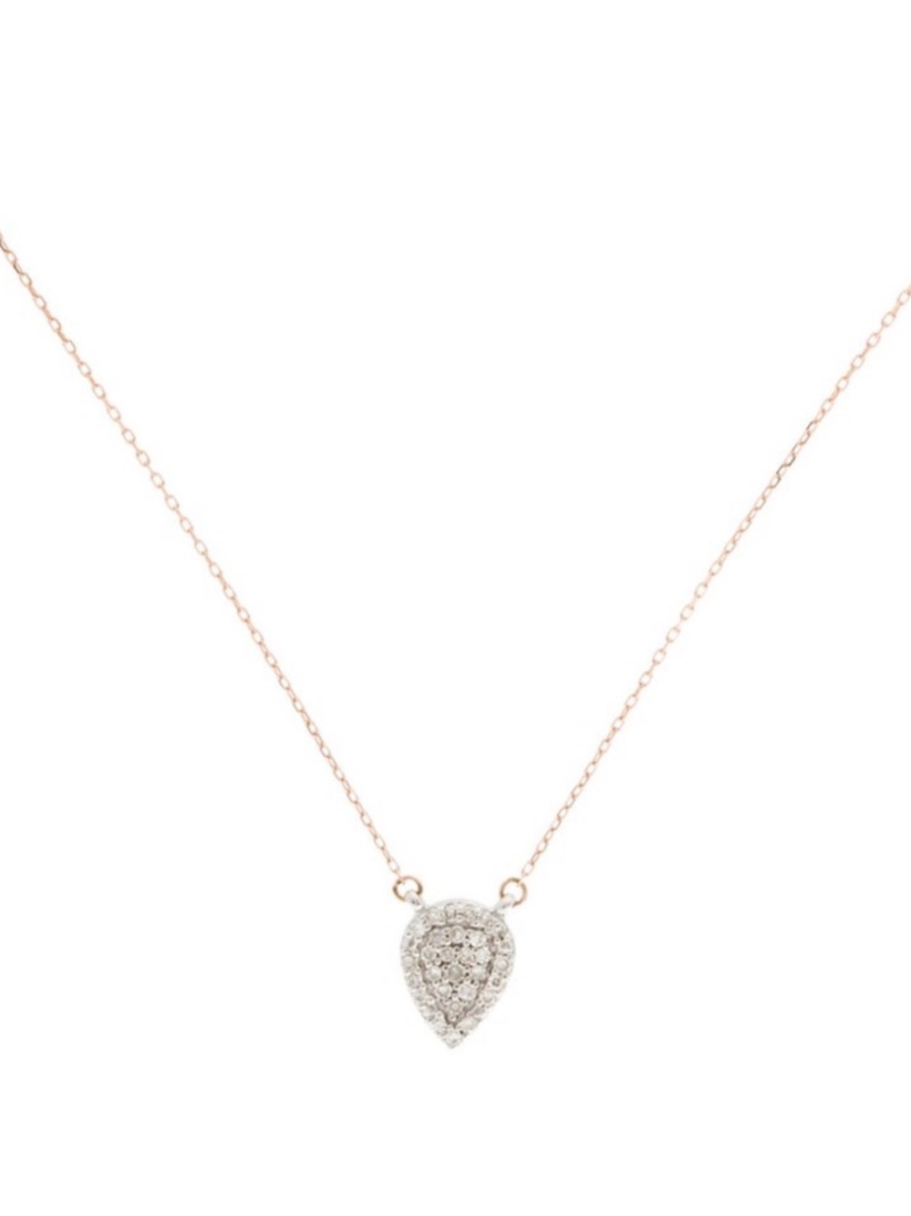 Adina Reyter - Diamond Solid Pavé Teardrop Pendant Necklace - 14K Rose Gold